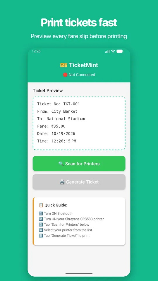 TicketMint home screen