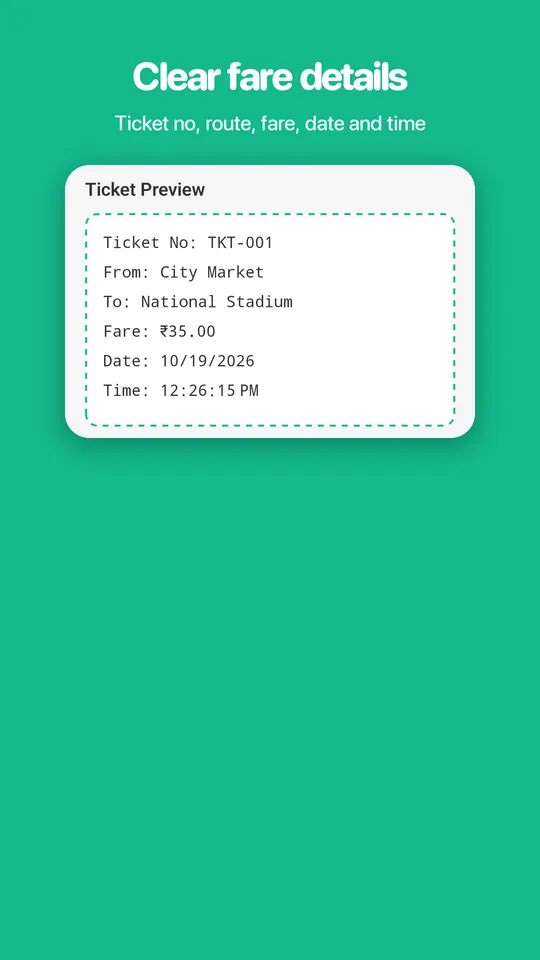 Ticket preview with fare details
